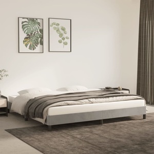 vidaXL, vidaXL Bettgestell Hellgrau 200x200 cm Samt