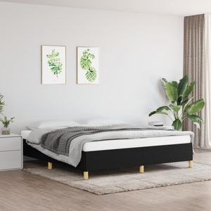 vidaXL, vidaXL Bettgestell Schwarz 160x200 cm Stoff, vidaXL Bettgestell ohne Matratze Schwarz 160x200 cm Stoff