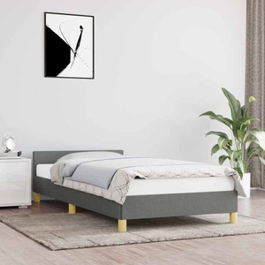 vidaXL Bettgestell mit Kopfteil Dunkelgrau 100x200 cm Stoff