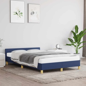 vidaXL Bettgestell mit Kopfteil Blau 120x200 cm Stoff