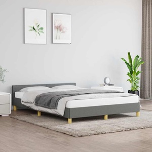 vidaXL Bettgestell mit Kopfteil Dunkelgrau 140x190 cm Stoff
