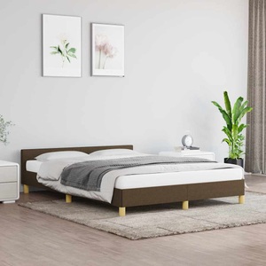 vidaXL, vidaXL Bettgestell mit Kopfteil Dunkelbraun 140x190 cm Stoff