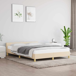 vidaXL Bettgestell mit Kopfteil Creme 140x190 cm Stoff
