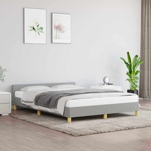 vidaXL, vidaXL Bettgestell mit Kopfteil Hellgrau 140x200 cm Stoff, vidaXL Bettgestell ohne Matratze Hellgrau 140x200 cm Stoff