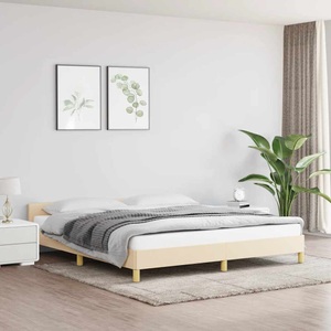 vidaXL, vidaXL Bettgestell mit Kopfteil Creme 160x200 cm Stoff, vidaXL Bettgestell ohne Matratze Creme 160x200 cm Stoff