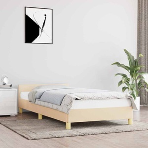 vidaXL, vidaXL Bettgestell mit Kopfteil Creme 90x190 cm Stoff