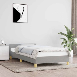 vidaXL Bettgestell mit Kopfteil Hellgrau 90x200 cm Stoff