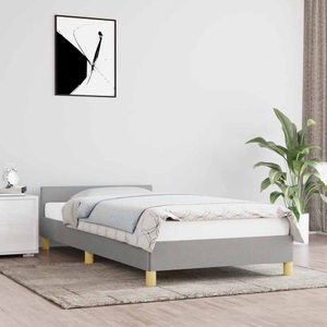 vidaXL, vidaXL Bettgestell mit Kopfteil Hellgrau 90x200 cm Stoff