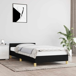 vidaXL, vidaXL Bettgestell mit Kopfteil Schwarz 90x200 cm Stoff, vidaXL Bettgestell mit Kopfteil ohne Matratze Schwarz 90x200 cm Stoff