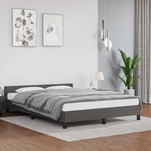 vidaXL, vidaXL Bettgestell mit Kopfteil Grau 140x200 cm Kunstleder