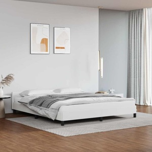 vidaXL Bettgestell mit Kopfteil Weiß 160x200 cm Kunstleder