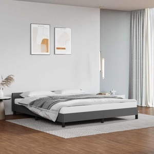 vidaXL, vidaXL Bettgestell mit Kopfteil Grau 180x200 cm Kunstleder