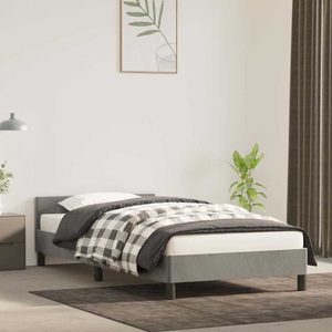 vidaXL, vidaXL Bettgestell mit Kopfteil Hellgrau 90x190 cm Samt