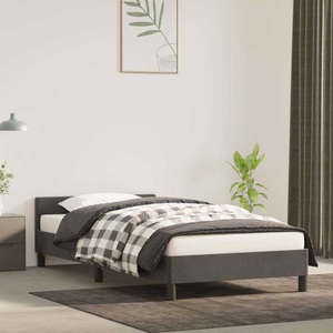 vidaXL, vidaXL Bettgestell mit Kopfteil Dunkelgrau 90x200 cm Samt