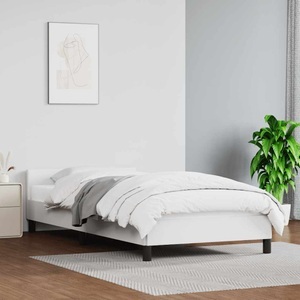 vidaXL, vidaXL Bettgestell mit Kopfteil Weiß 90x200 cm Kunstleder, vidaXL Bettgestell mit Kopfteil ohne Matratze Weiß 90x200 cm