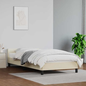 vidaXL Bettgestell mit Kopfteil Creme 100x200 cm Kunstleder