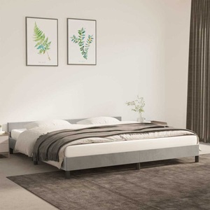 vidaXL, vidaXL Bettgestell mit Kopfteil Hellgrau 200x200 cm Samt
