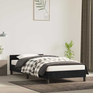 vidaXL, vidaXL Bettgestell mit Kopfteil Schwarz 90x200 cm Samt, vidaXL Bettgestell mit Kopfteil ohne Matratze Schwarz 90x200 cm Samt