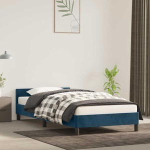 vidaXL, vidaXL Bettgestell mit Kopfteil Dunkelblau 90x200 cm Samt