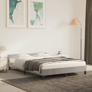 vidaXL, vidaXL Bettgestell mit Kopfteil Hellgrau 140x190 cm Samt