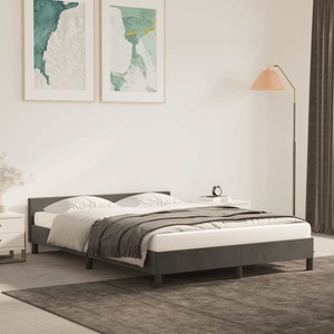 vidaXL, vidaXL Bettgestell mit Kopfteil Dunkelgrau 140x190 cm Samt