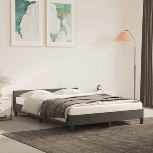 vidaXL, vidaXL Bettgestell mit Kopfteil Dunkelgrau 140x190 cm Samt