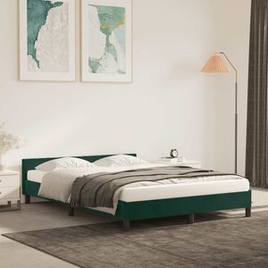 vidaXL, vidaXL Bettgestell mit Kopfteil Dunkelgrün 140x190 cm Samt
