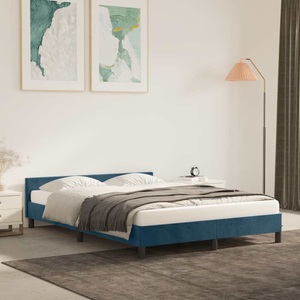 vidaXL, vidaXL Bettgestell mit Kopfteil Dunkelblau 140x190 cm Samt