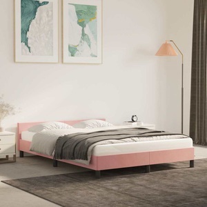 vidaXL, vidaXL Bettgestell mit Kopfteil Rosa 140x190 cm Samt