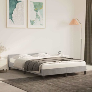 vidaXL Bettgestell mit Kopfteil Hellgrau 140x200 cm Samt