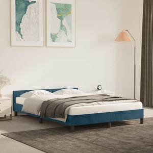 vidaXL Bettgestell mit Kopfteil Dunkelblau 140x200 cm Samt