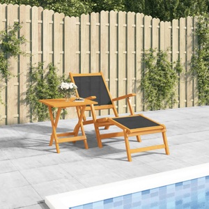 vidaXL, vidaXL Garten-Liegestuhl mit Tisch Massivholz Akazie und Textilene