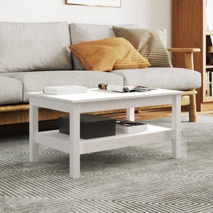vidaXL, vidaXL Couchtisch Weiß 80x50x40 cm Massivholz Kiefer, 