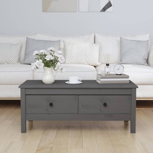 vidaXL, vidaXL Couchtisch Grau 100x50x40 cm Massivholz Kiefer, vidaXL Couchtisch Grau 100x50x40 cm Massivholz Kiefer