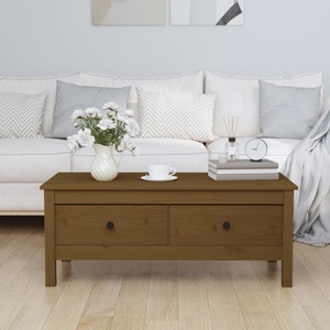 vidaXL, vidaXL Couchtisch Honigbraun 100x50x40 cm Massivholz Kiefer, vidaXL Couchtisch Honigbraun 100x50x40 cm Massivholz Kiefer