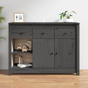 vidaXL, vidaXL Sideboard Grau 100x35x74 cm Massivholz Kiefer, vidaXL Sideboard Grau 100x35x74 cm Massivholz Kiefer