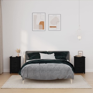 vidaXL, vidaXL Nachttische 2 Stk. Schwarz 40x35x61,5 cm Massivholz Kiefer, vidaXL Nachttische 2 Stk. Schwarz 40x35x61,5 cm Massivholz Kiefer