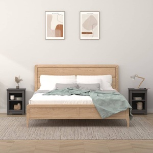 vidaXL, vidaXL Nachttische 2 Stk. Grau 40x35x55 cm Massivholz Kiefer, vidaXL Nachttische 2 Stk. Grau 40x35x55 cm Massivholz Kiefer