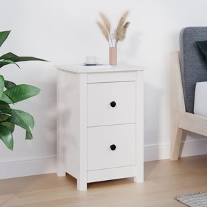 vidaXL, vidaXL Nachttisch Weiß 40x35x61,5 cm Massivholz Kiefer, 