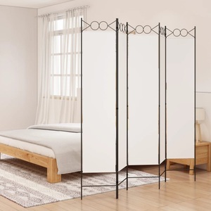 vidaXL, vidaXL 5-tlg. Paravent Weiß 200x200 cm Stoff, vidaXL 5-tlg. Paravent Weiß 200x200 cm Stoff