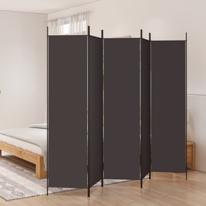 vidaXL, vidaXL 5-tlg. Paravent Braun 250x200 cm Stoff, 
