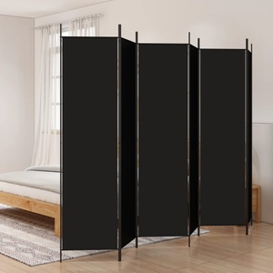 vidaXL, vidaXL 6-tlg. Paravent Schwarz 300x200 cm Stoff, vidaXL 6-tlg. Paravent Schwarz 300x200 cm Stoff