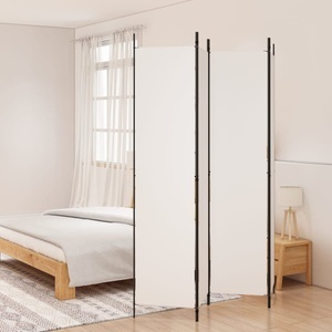 vidaXL, vidaXL 4-tlg. Paravent Weiß 200x220 cm Stoff, vidaXL 4-tlg. Paravent Weiß 200x220 cm Stoff