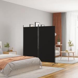 vidaXL, vidaXL 2-tlg. Paravent Schwarz 175x180 cm Stoff, vidaXL 2-tlg. Paravent Schwarz 175x180 cm Stoff