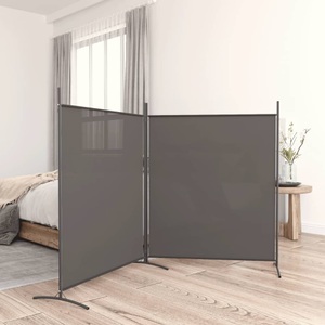 vidaXL, vidaXL 2-tlg. Paravent Anthrazit 348x180 cm Stoff, vidaXL 2-tlg. Paravent Anthrazit 348x180 cm Stoff