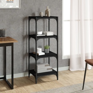 vidaXL, vidaXL Bücherregal Schwarz 40x33x100 cm Holzwerkstoff und Stahl, vidaXL Bücherregal Schwarz 40x33x100 cm Holzwerkstoff und Stahl