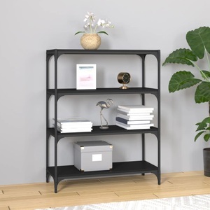 vidaXL, vidaXL Bücherregal Schwarz 80x33x100 cm Holzwerkstoff und Stahl, vidaXL Bücherregal Schwarz 80x33x100 cm Holzwerkstoff und Stahl