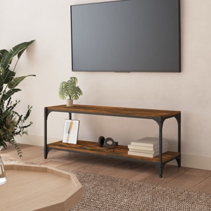 vidaXL, vidaXL TV-Schrank Räuchereiche 100x33x41 cm Holzwerkstoff und Stahl, 