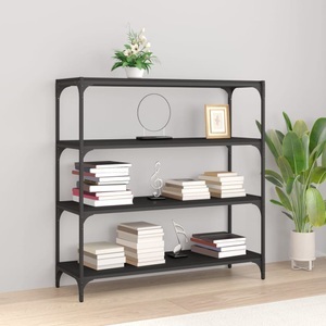 vidaXL, vidaXL Bücherregal Schwarz 100x33x100 cm Holzwerkstoff und Stahl, vidaXL Bücherregal Schwarz 100x33x100 cm Holzwerkstoff und Stahl