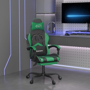 vidaXL, vidaXL Gaming-Stuhl mit Fußstütze Drehbar Schwarz & Grün Kunstleder, vidaXL Gaming-Stuhl mit Fußstütze Drehbar Schwarz & Grün Kunstleder